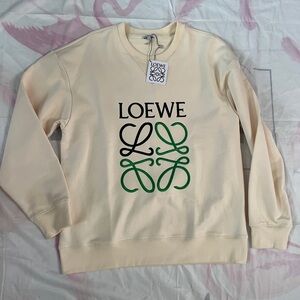 Loewe Cream Cotton Sweatshirt With Embroidered Logo